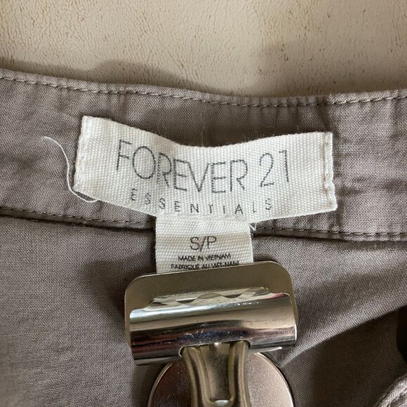 Forever 21 Dress Womens Small Brown Shirt Short Sleeve Button Down Pleated - Picture 2 of 14